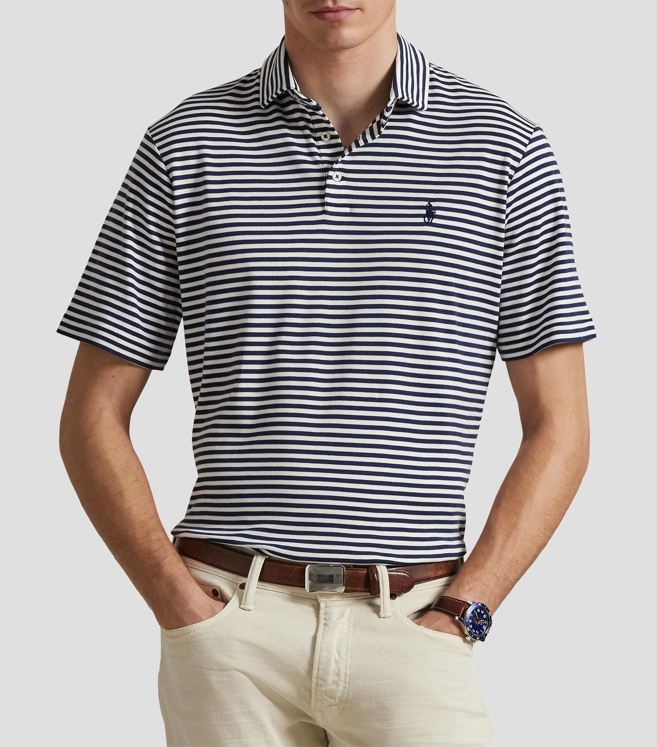 Playera tipo Polo manga corta con rayas Hombre